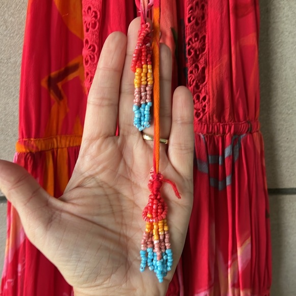 Farm Rio Red Mixed Fruits Ocean Midi Dress - Picture 8 of 8